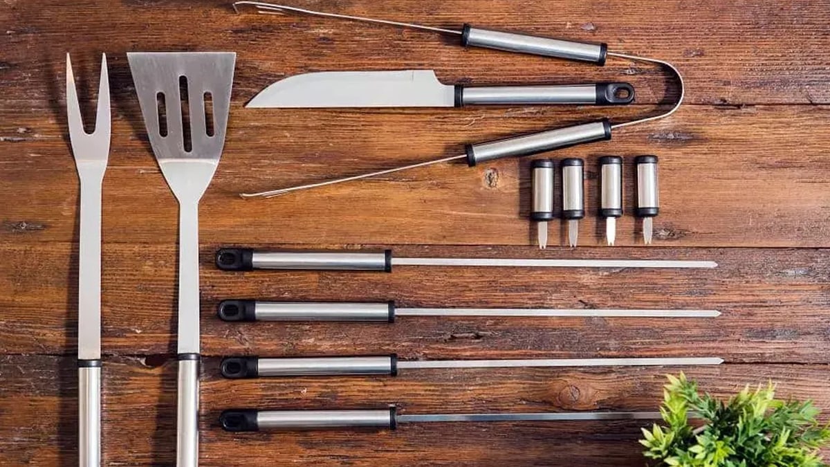 Grilling Tools Set on a wooden table