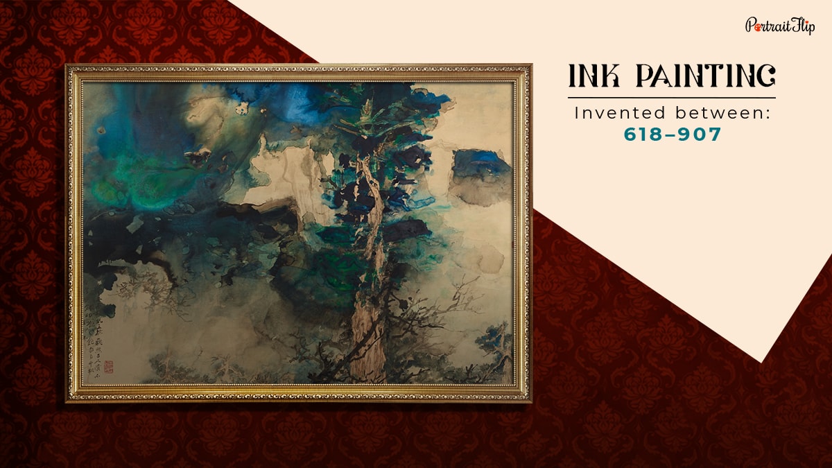 ink painting technique that was invented between 618 to 907 shown as one of painting techniques in the all types of paintings, styles, and techniques blog