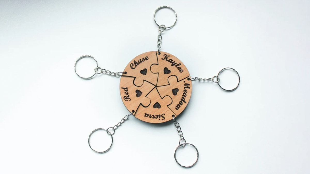 a round personalised keychain