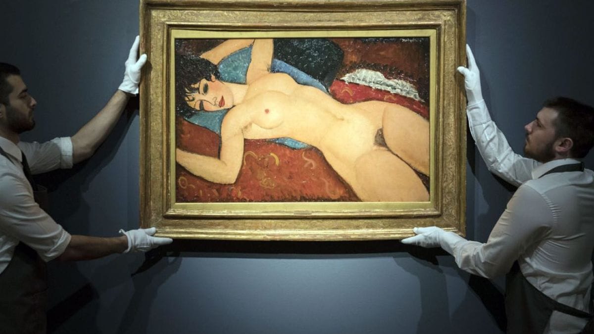 nu couche by Amedeo Modigliani shown as one of the most expensive paintings to ever be auctioned 