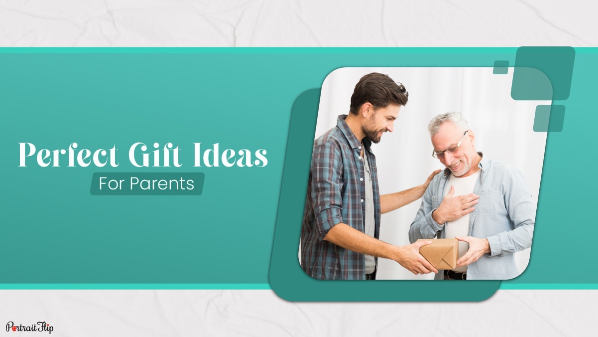 a boy is handing his father a gift