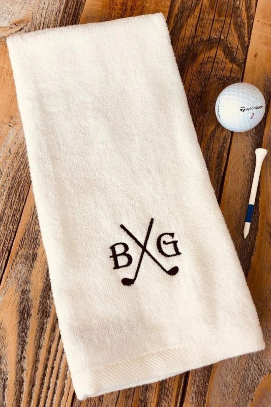 a personalized golf towel as one of the most unique gift ideas for him for Christmas