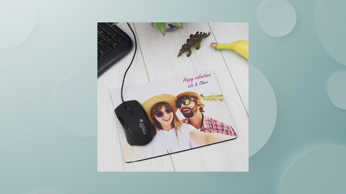 a couple photo printed on a mouse pad