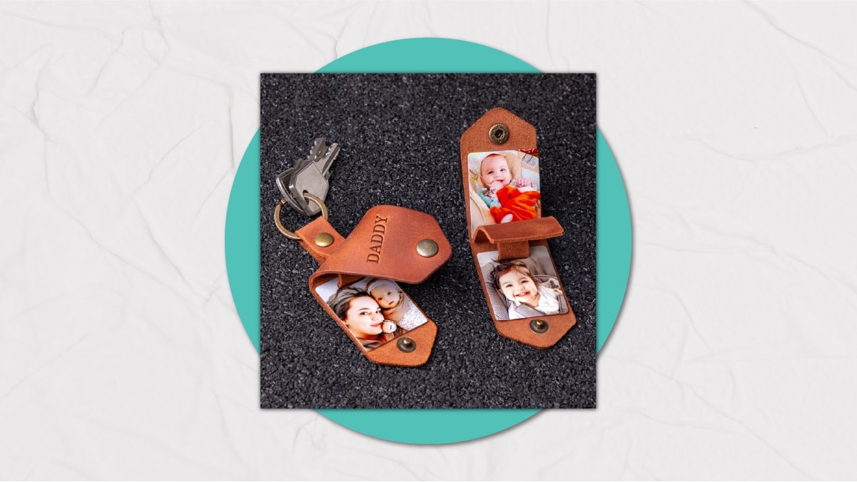 photo printed leather keychains  