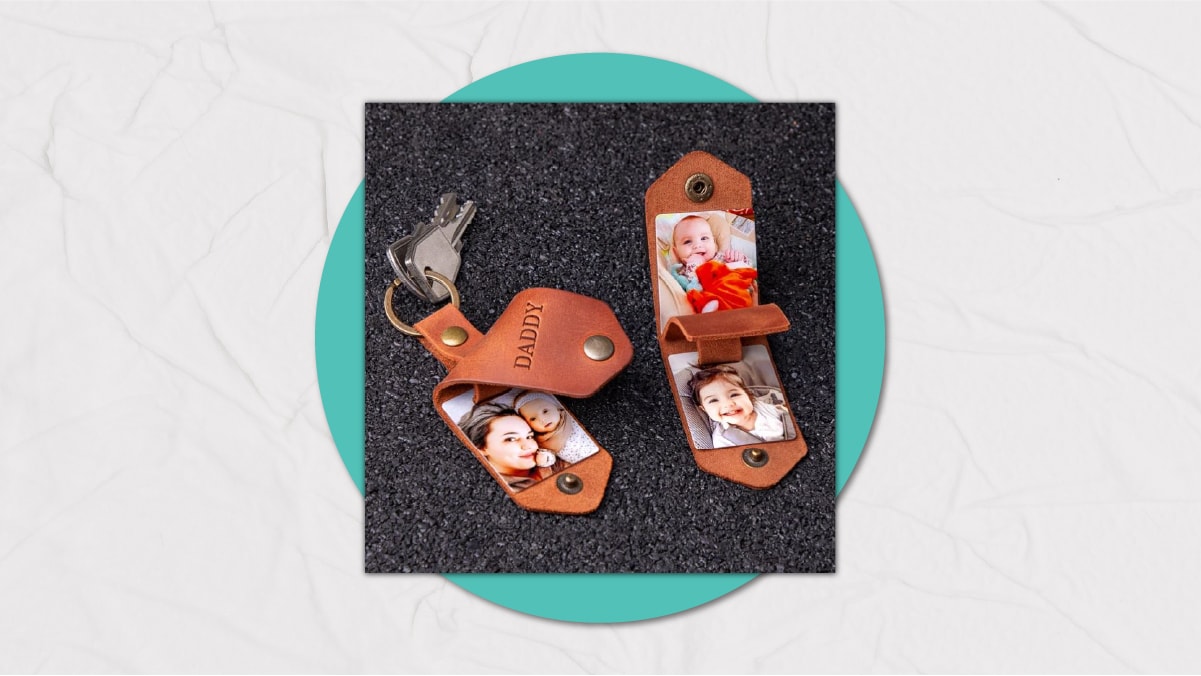 photo printed leather keychains