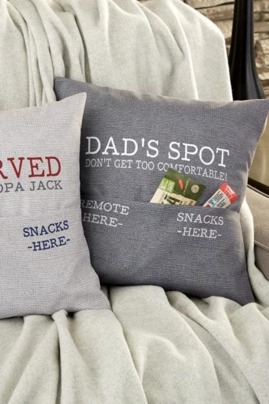 a pair of reserved for personalized pillows as one of the most unique gift ideas for him for Christmas