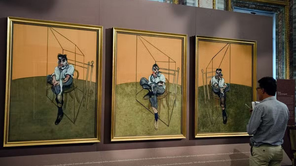three studies of lucian freud by Francis Bacon shown as one of the most expensive paintings to ever be auctioned 