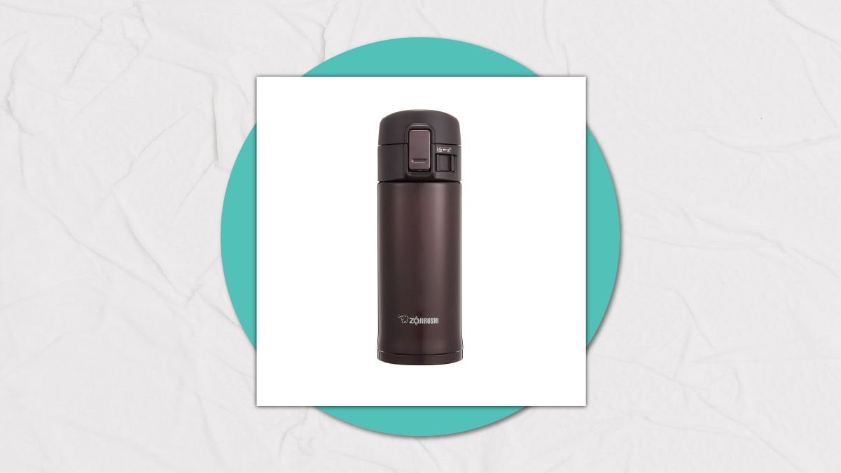a matte black travel mug