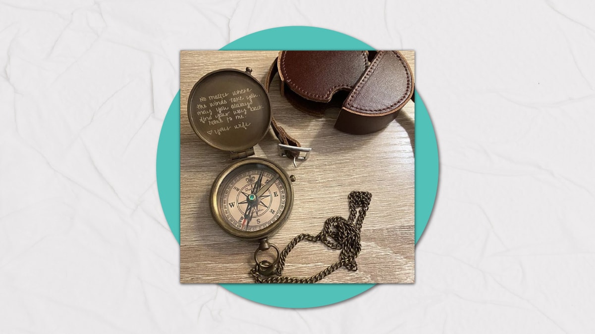 a brown vintage compass