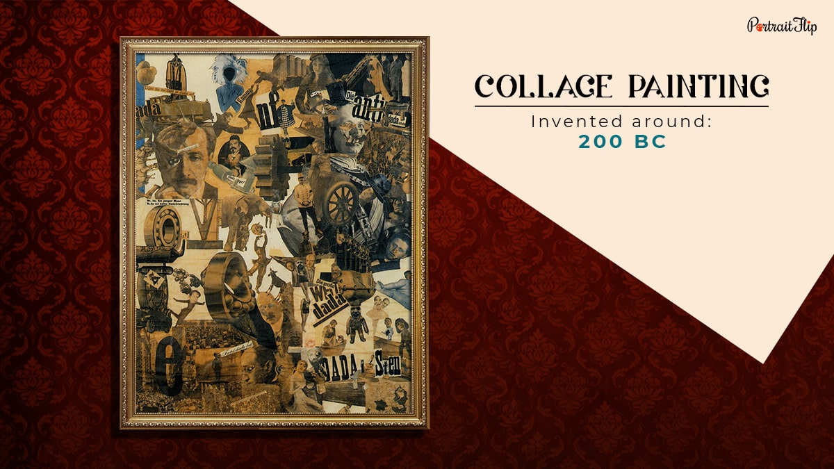 collage painting technique that was invented around 200 BC shown as one of painting techniques in the all types of paintings, styles, and techniques blog