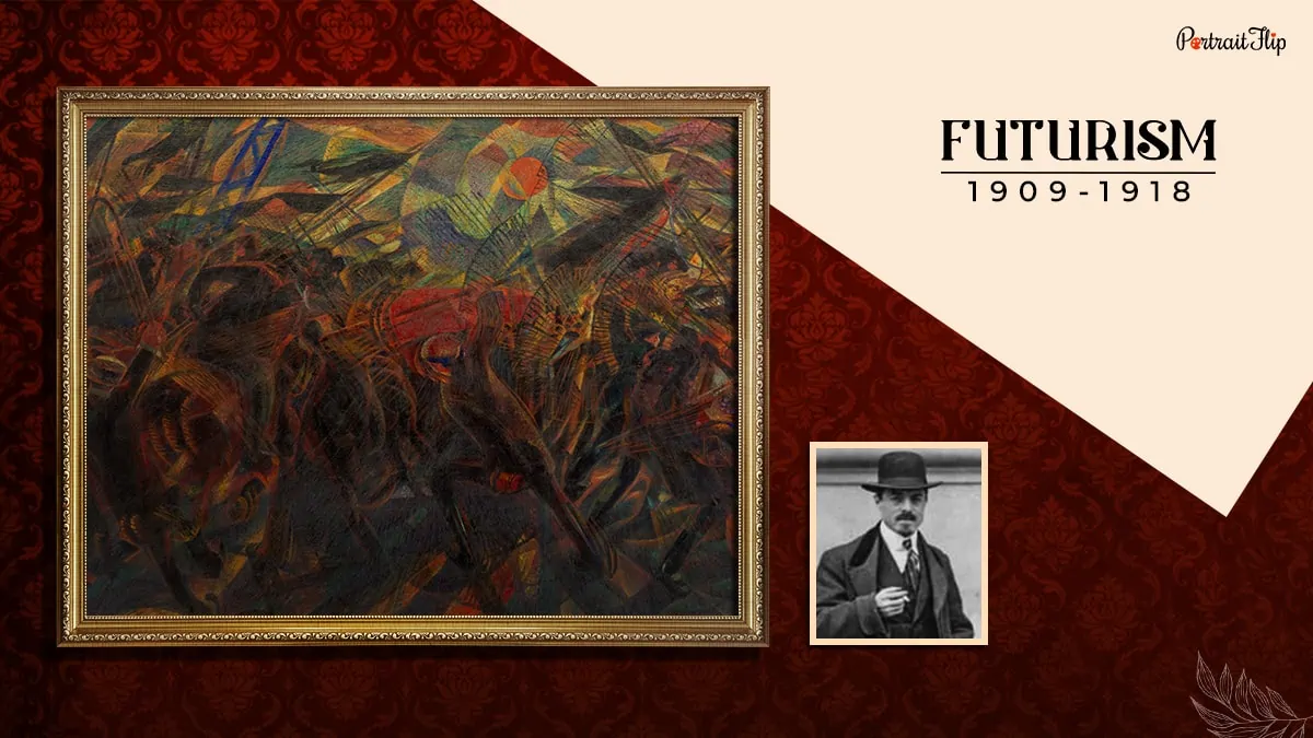 a painting painted during the futurism period that shows one of the types of art styles