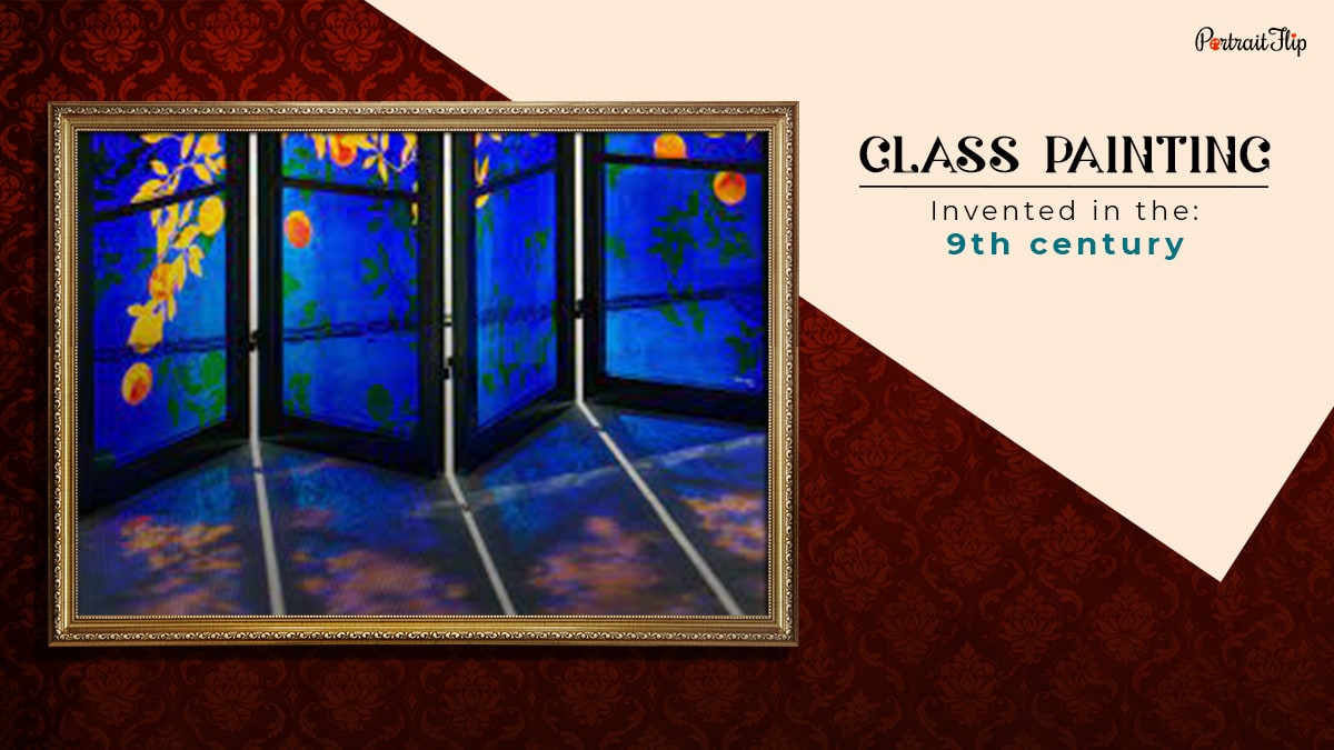 glass painting technique that was invented in the 9th century shown as one of painting techniques in the all types of paintings, styles, and techniques blog