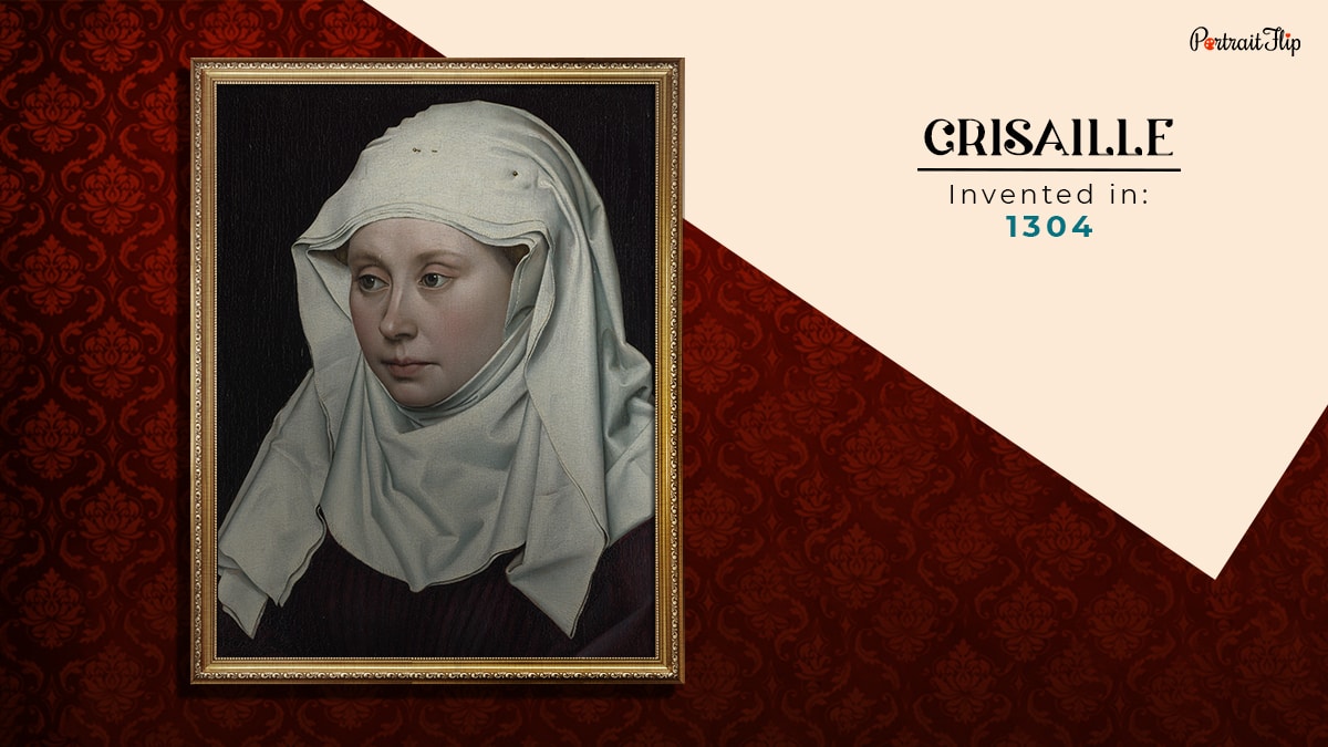 grisaille painting technique that was invented in 1304 shown as one of painting techniques in the all types of paintings, styles, and techniques blog