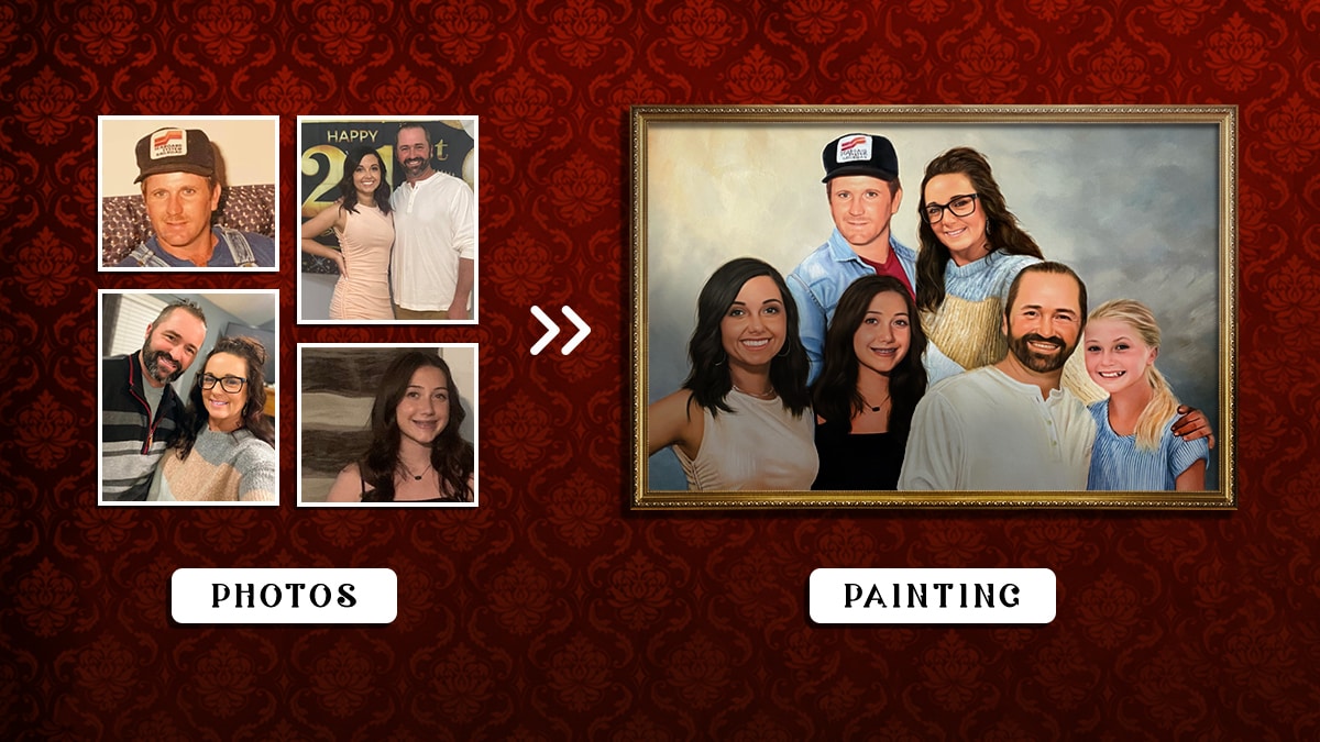 handmade painting compiled from different photos shown a type of painting technique that is produced by PortraitFlip