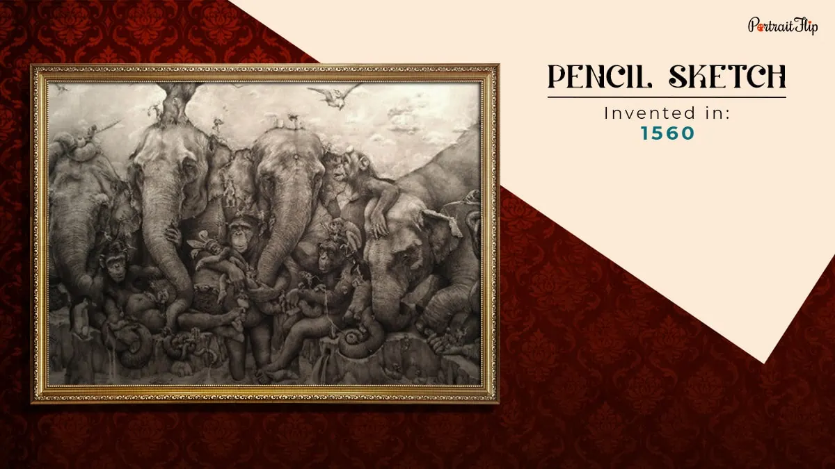 pencil sketch a painting technique that was invented in 1560 shown as one of painting techniques in the all types of paintings, styles, and techniques blog