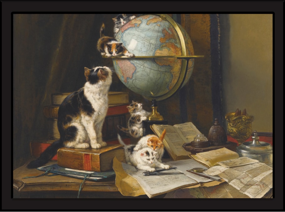 The cat at play, a famous cat art