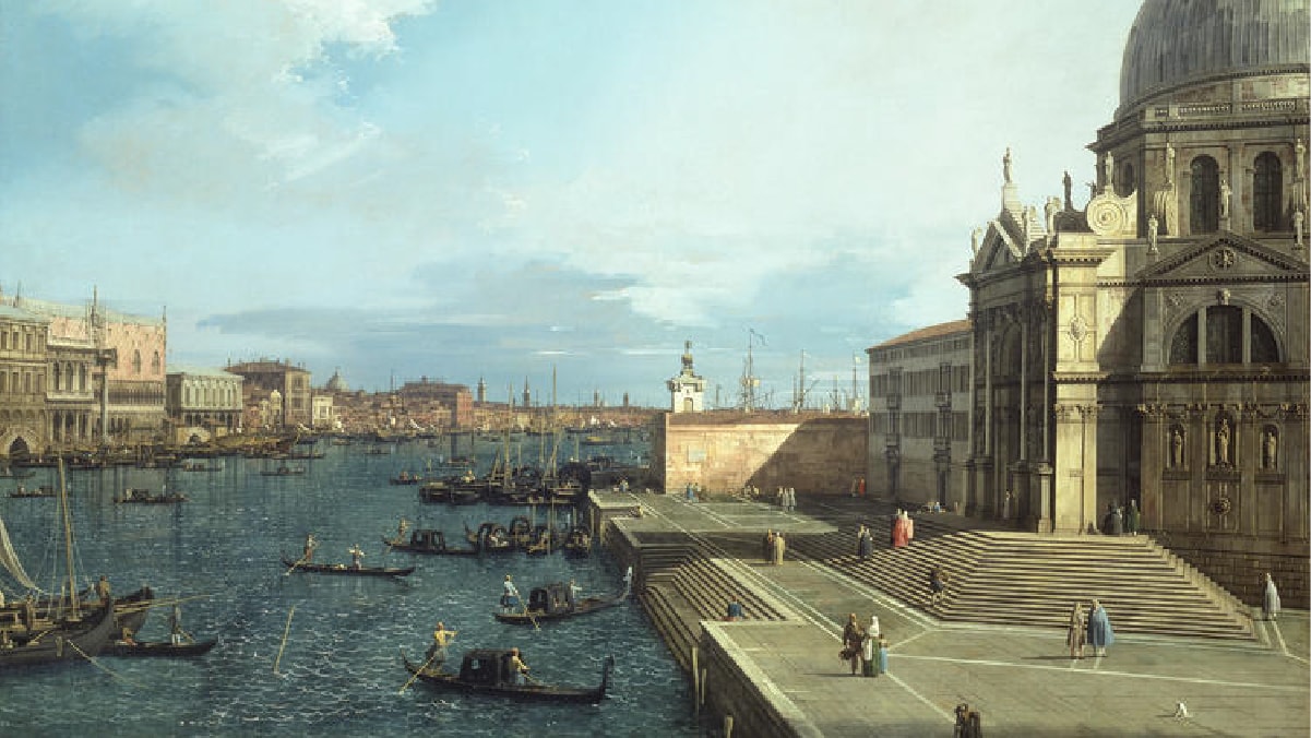 The Grand Canal at the Church of La Salute by Giovanni Antonio Canal 