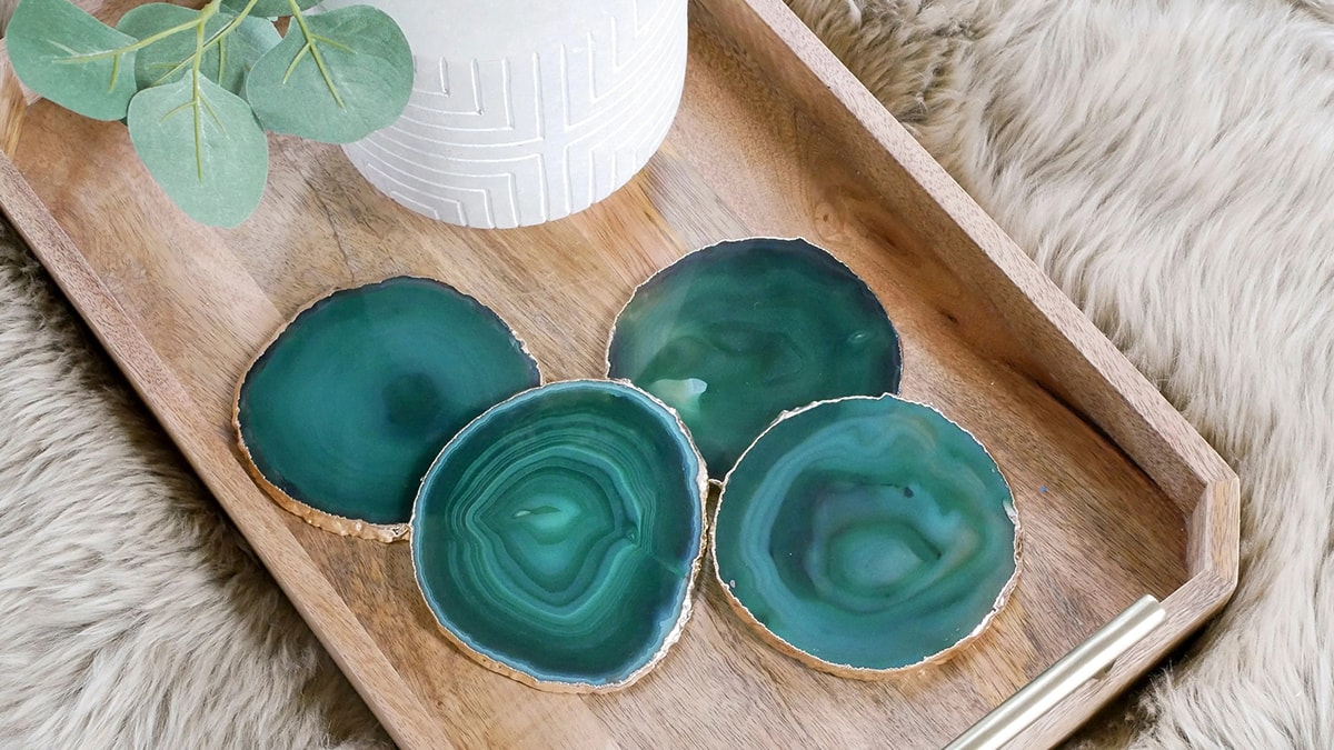 Green color funky coasters