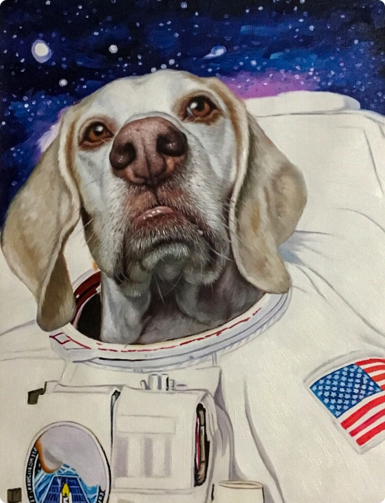 dog in space painting
