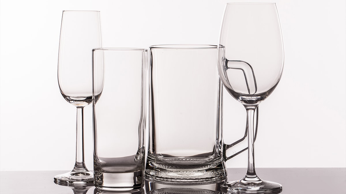 Different shapes of glasses placed together