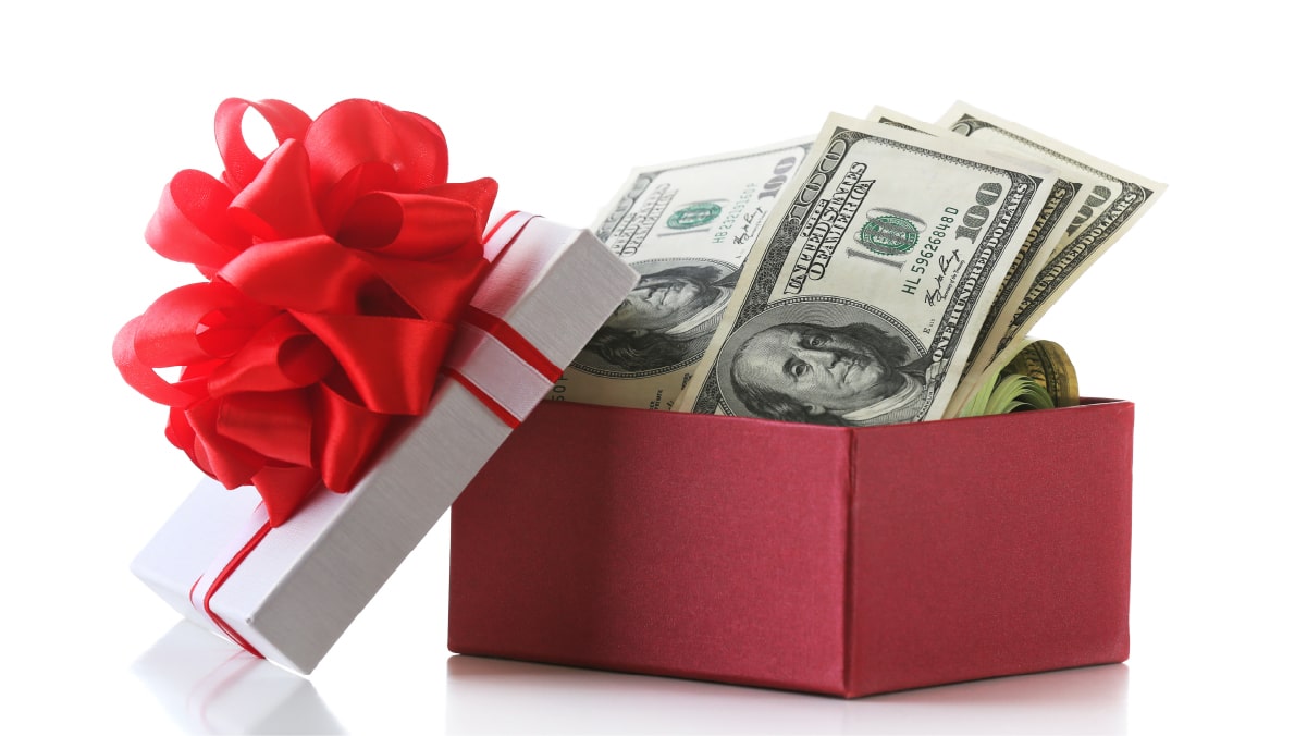 Money in a gift box
