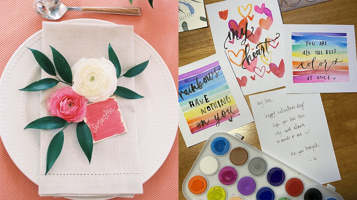Collage of colorful cards with small messages on them