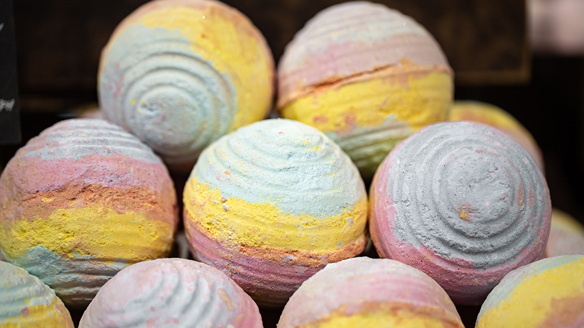Collection of colorful bath bomb set 