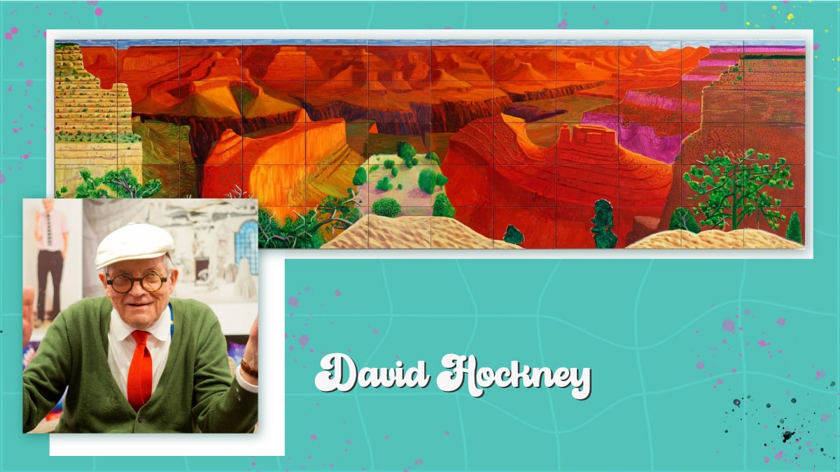 David Hockney and his artwork A Closer Grand Canyon