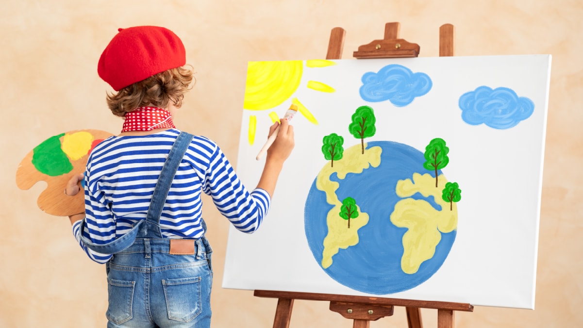 A kid painting