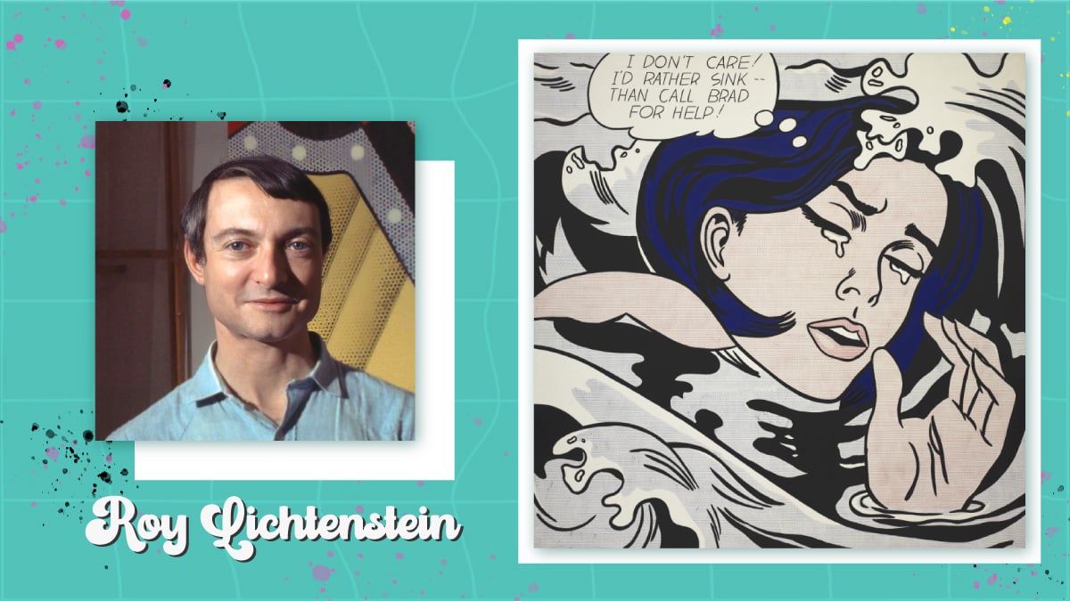  Roy Lichtenstein and his artwork Drowning Girl