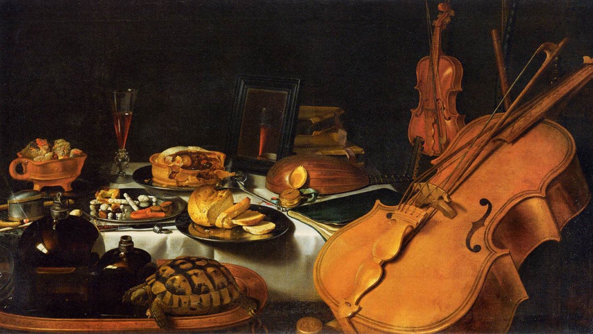 Still Life with Musical Instruments by Pieter Clasesz