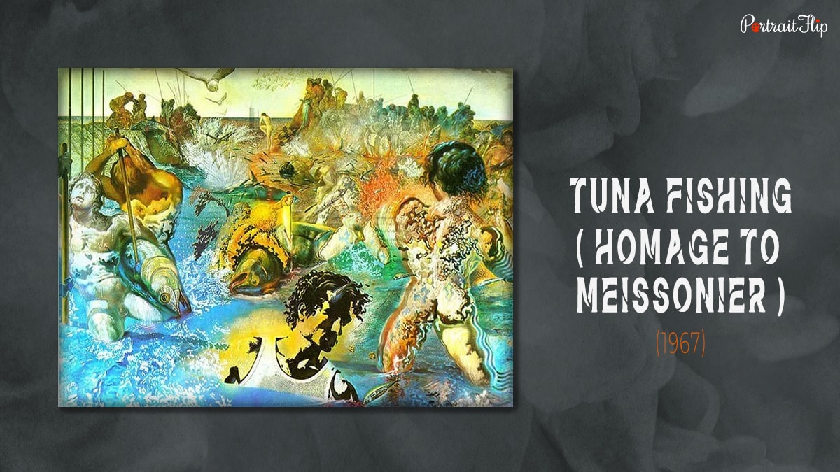 Portray of one of the famous painting "Tuna Fishing (Homage to Meissonier)" (1967) by Salvador Dali