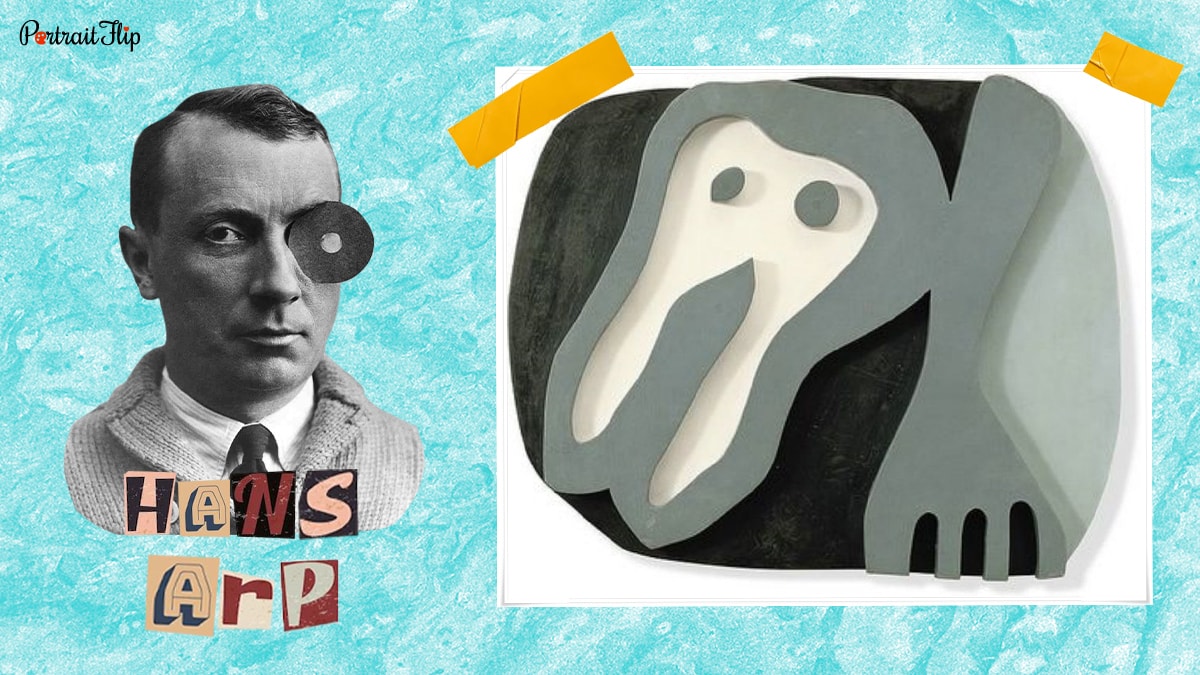 Hans Arp (Jean) and his famous Dada work, Shirt Front and Fork, 1922