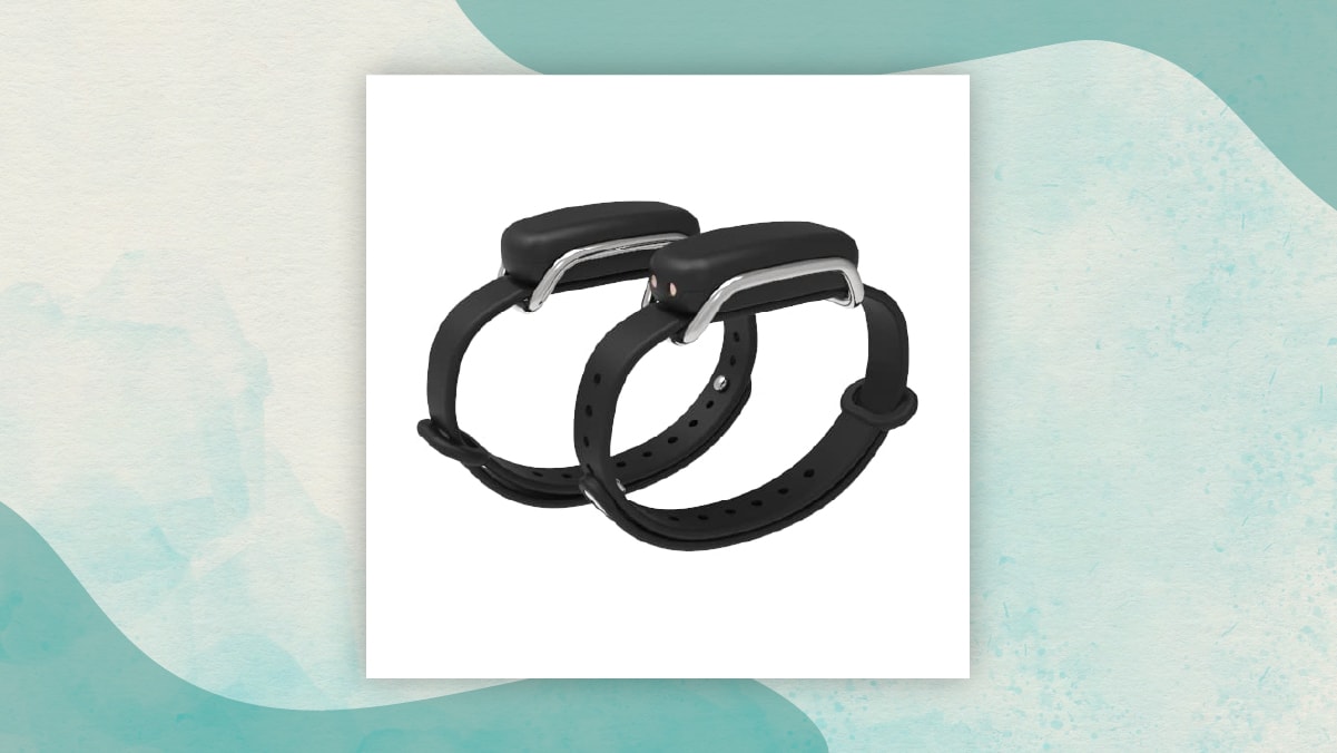 A pair of black colored bracelets in a white background perfect as gifts for long distance relationships.