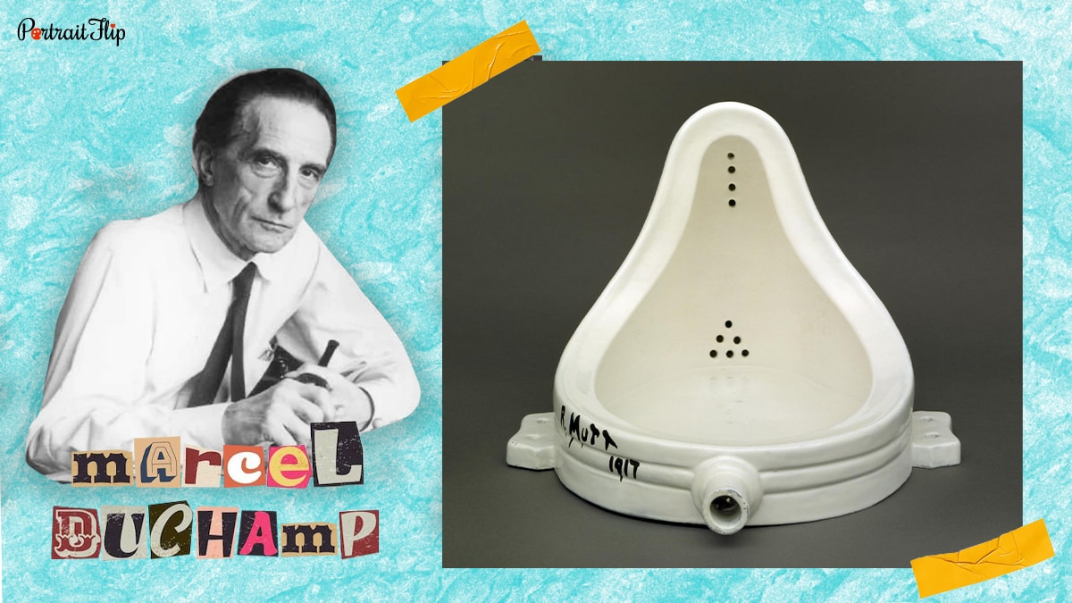Marcel Duchamp and his famous Dada work, Fountain, 1917