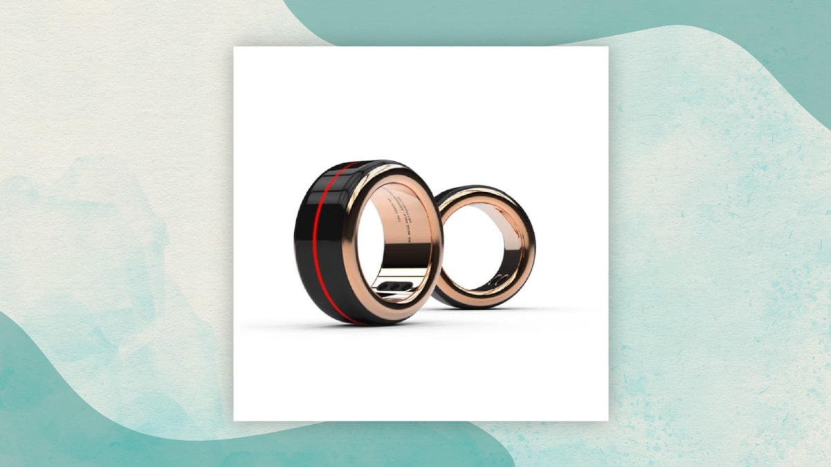 Two black and copper colored rings in a white background as suitable gifts for long distance relationships.  