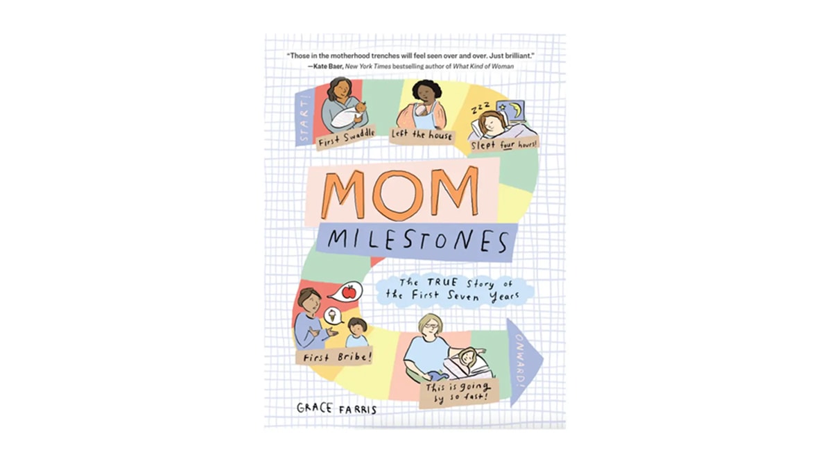 A book of mom milestones in a white background. 
