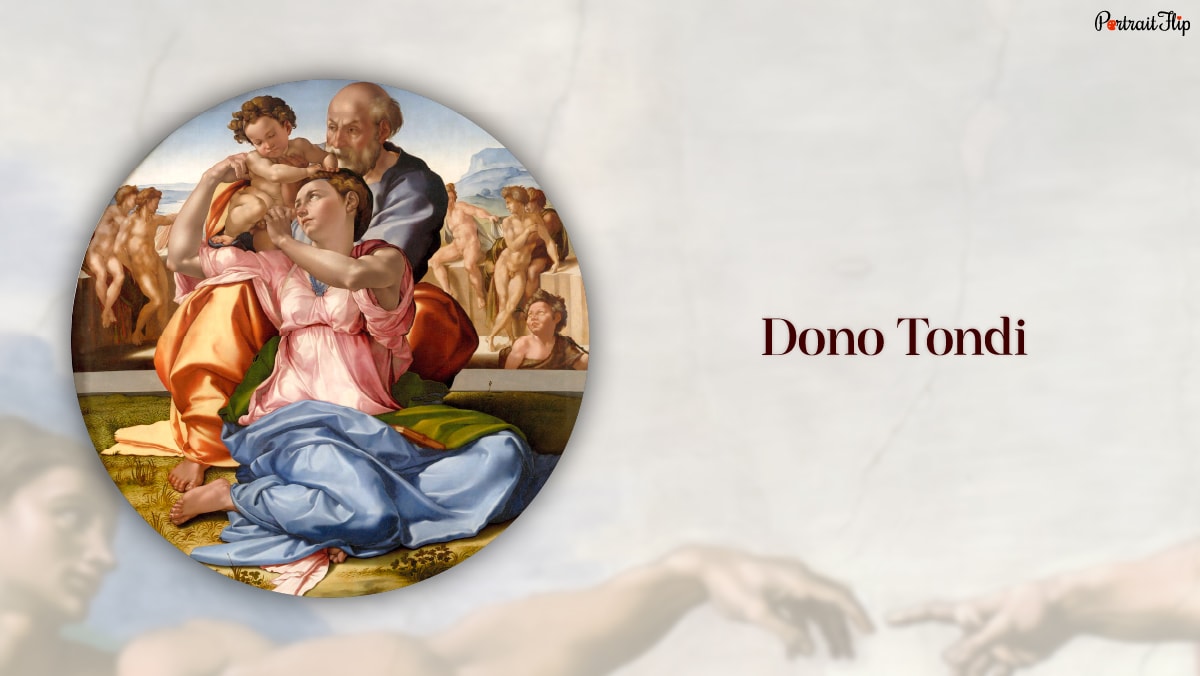 Portrait of one of the famous paintings "Dono Tondi" by Michelangelo.