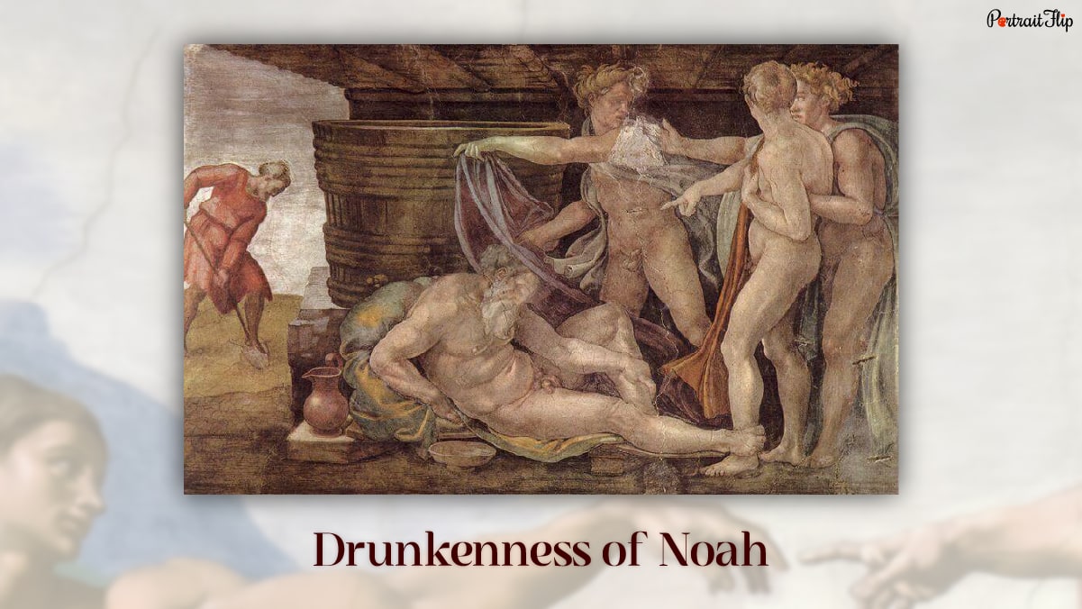 Portrait of one of the famous paintings "Drunkenness of Noah" by Michelangelo.