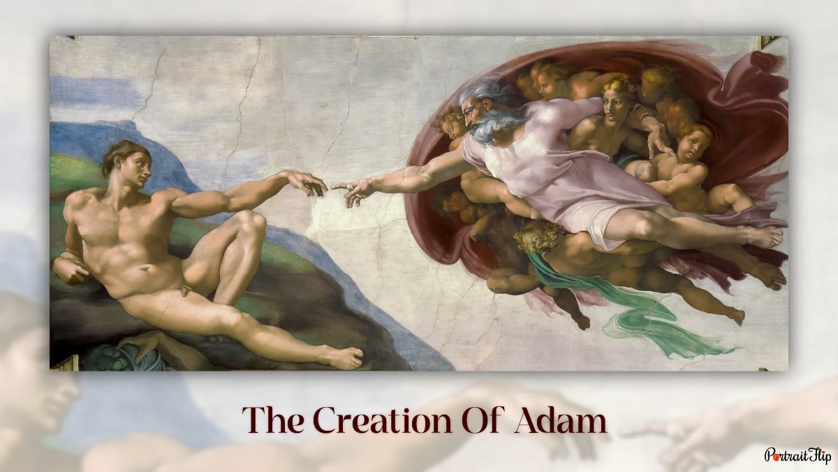 Portrait of one of the famous paintings "The Creation Of Adam" by Michelangelo.