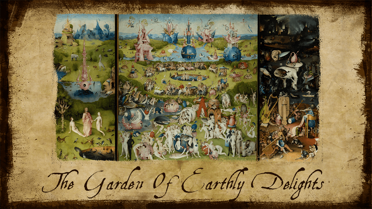 Portrait of one of the famous paintings by Hieronymus Bosch, "The Garden of Earthly Delights."
