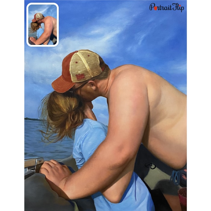 kissing couple pastel painting