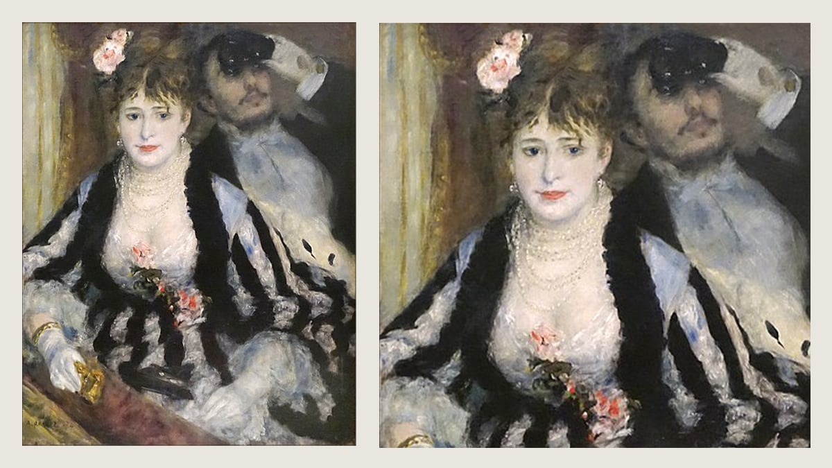 Famous Renoir painting La Loge. 