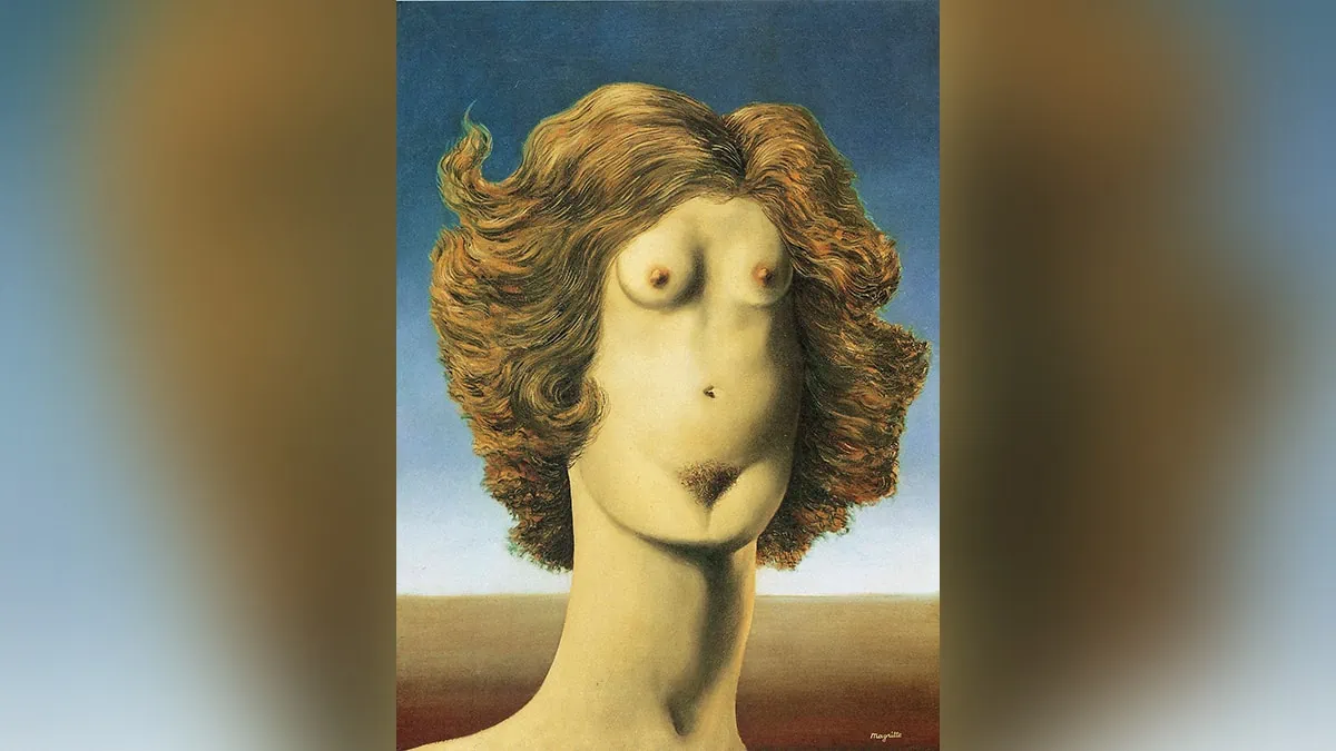 Portrait of one of the famous painting "Rape" by René Magritte.