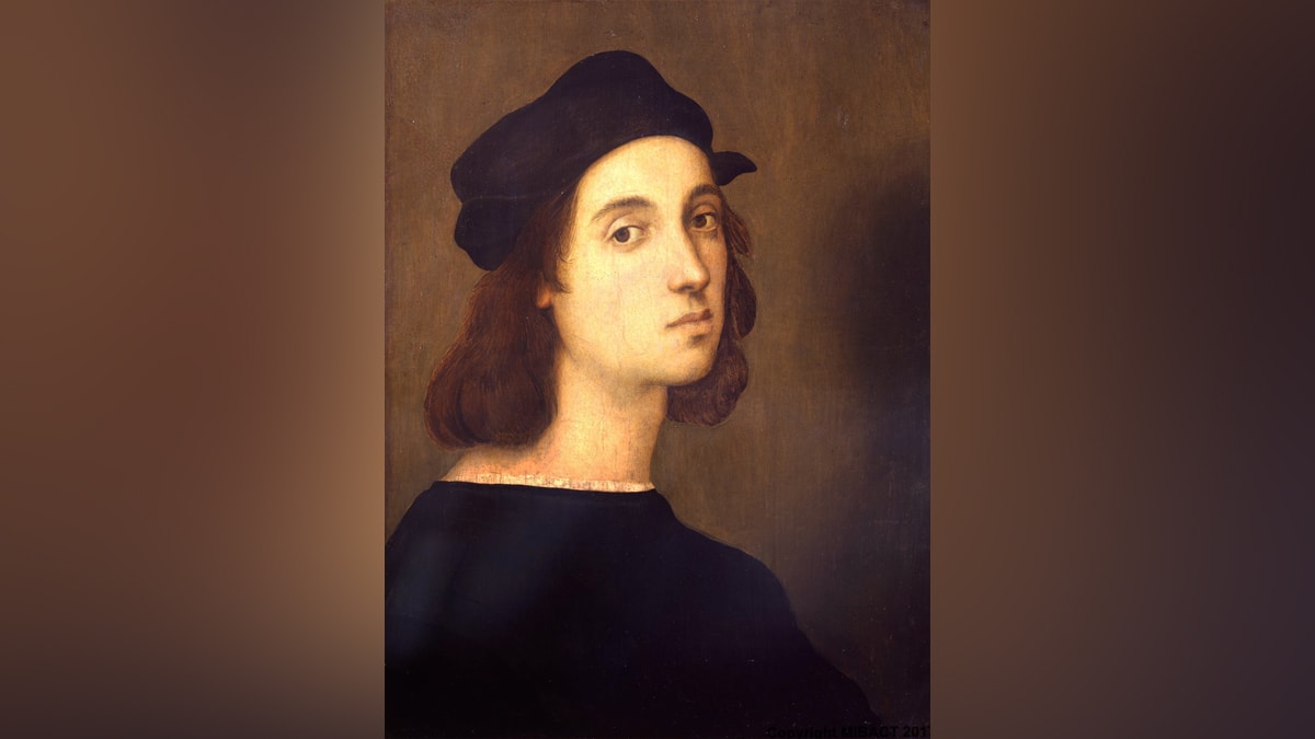 Portrait of one of the famous painting "Self-Portrait" by Raphael.
