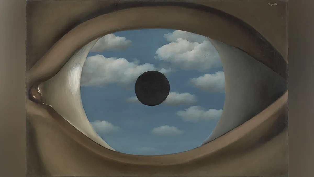 Portrait of one of the famous painting "The False Mirror" by René Magritte.
