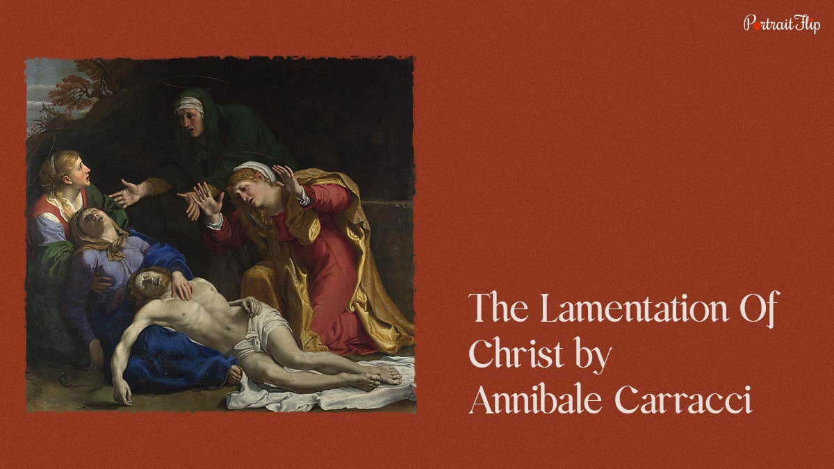 This is a painting by Annibale Carracci from the era of Baroque titled The Lamentation Of Christ. 