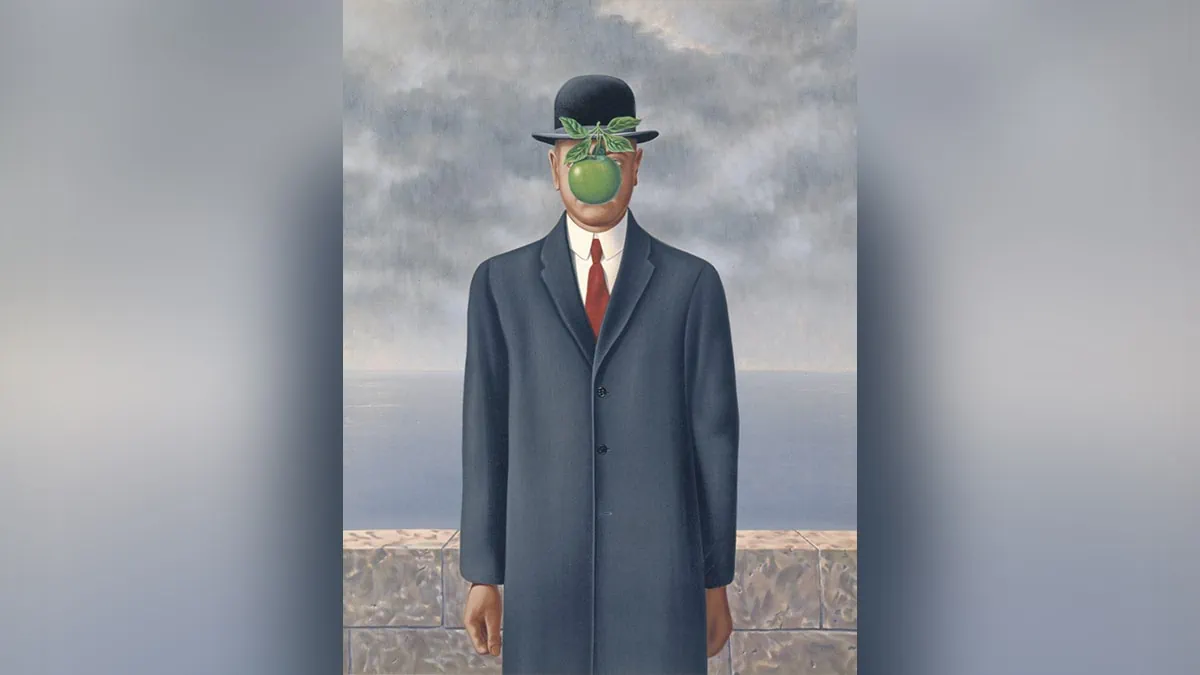 Portrait of one of the famous painting "The Son of Man" by René Magritte.