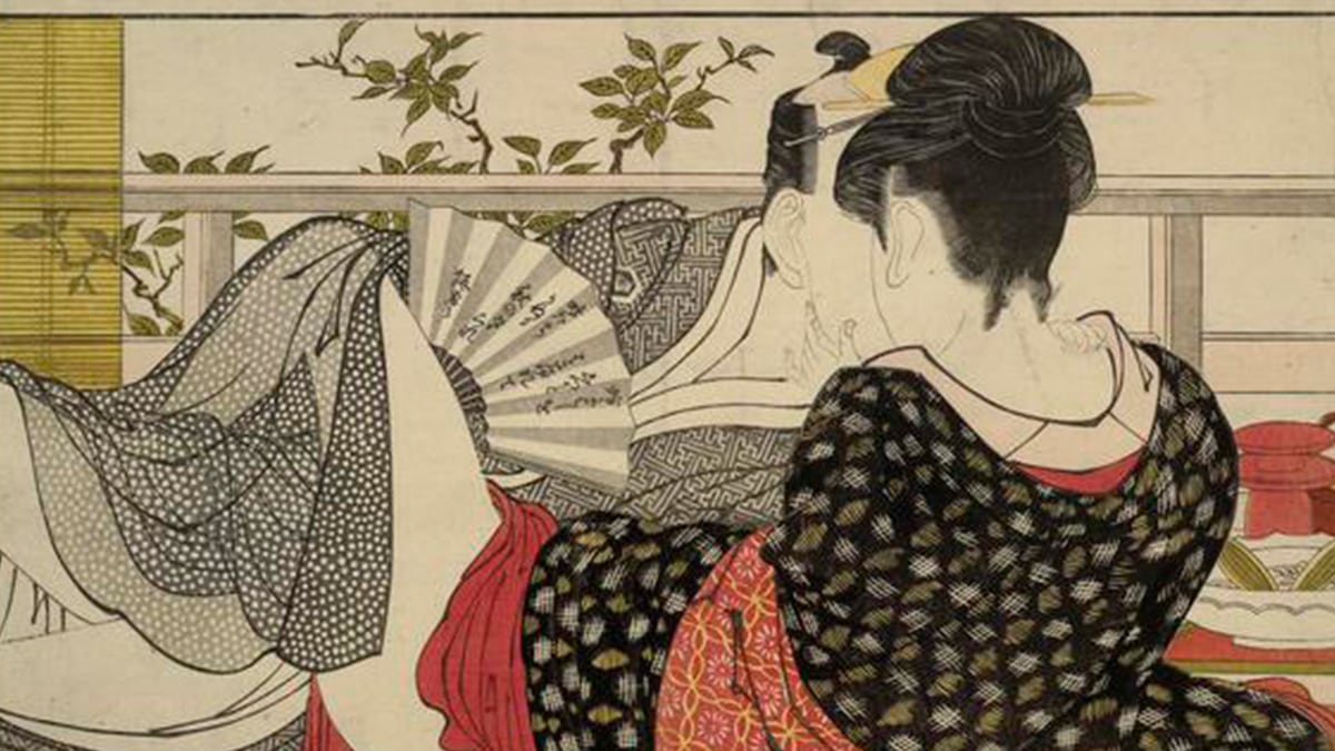 A famous shunga painting, "at the tea drinking"