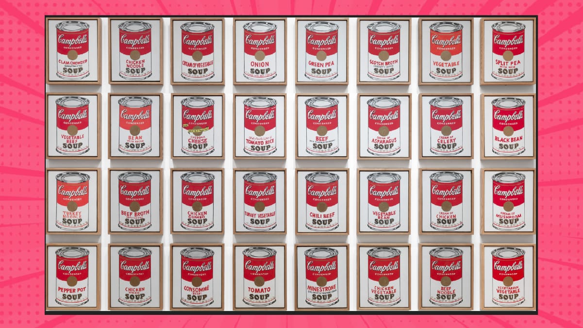 one of the famous pop art paintings called "Campbell's Soup Cans" by a famous pop artist known as Andy Warhol.